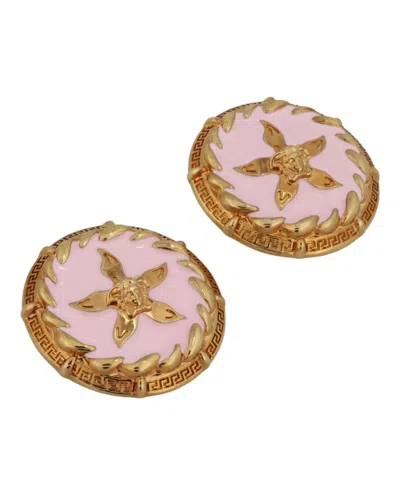 Shop Versace Tresor De La Mer Greca Starfish Clip Earrings In Pink