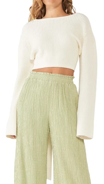 Shop Sovere / Zeal Tie Back Sweater In Ivory In Green