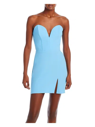 Shop Amanda Uprichard Pamberly Womens Front Slit Mini Mini Dress In Blue