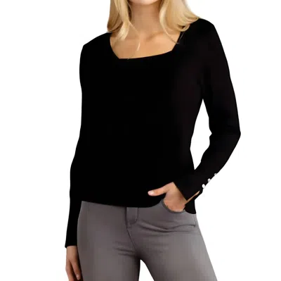 Shop Marble Square Neck Sweater In Black