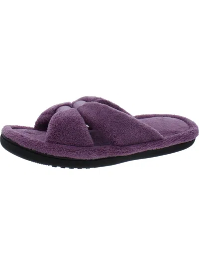Shop Isotoner Womens French Terry Peep-toe Slide Slippers In Purple