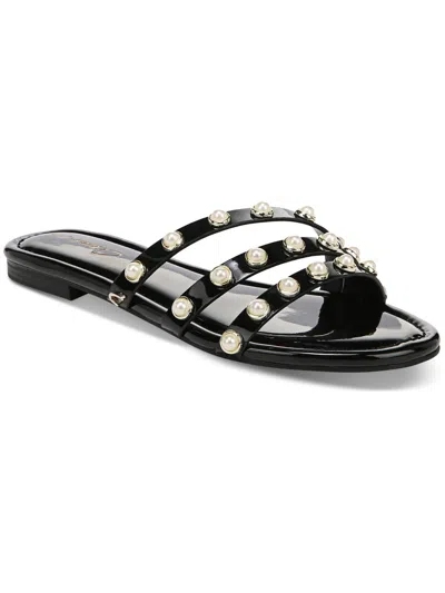Shop Circus By Sam Edelman Cara Womens Patent Slip-on Slide Sandals In Black