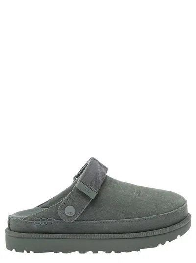 Shop Ugg 'goldenstar' Grey Clog With Embossed Logo In Suede Woman