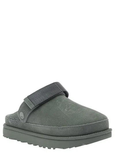 Shop Ugg 'goldenstar' Grey Clog With Embossed Logo In Suede Woman