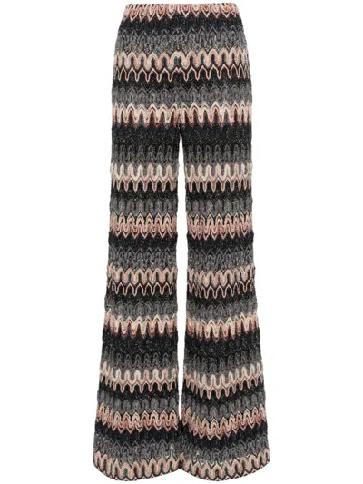 Shop Missoni Zigzag Pattern Flared Trousers In Multicolor