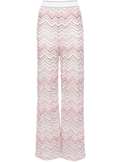 Shop Missoni Zigzag Pattern High-waisted Trousers In Pink