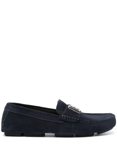 Shop Dolce & Gabbana Suede Leather Driver Shoes In Blue