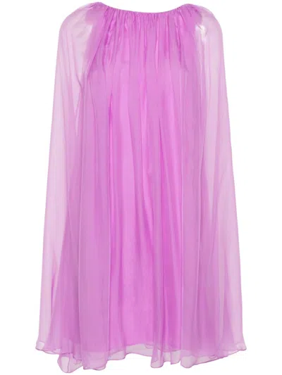 Shop Max Mara Silk Midi Dress In Violet
