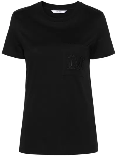 Shop Max Mara Logo Cotton T-shirt In Black