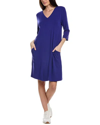 Shop Eileen Fisher V-neck A-line Dress In Blue