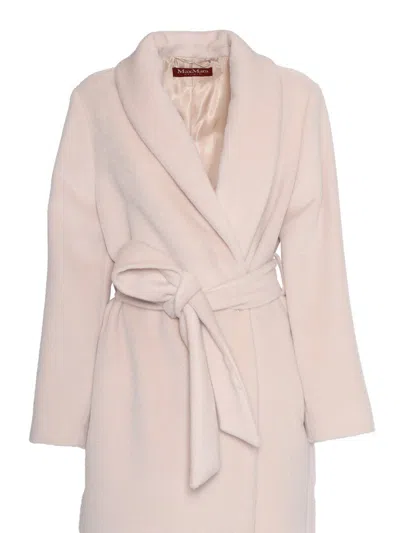 Shop Max Mara Studio Double-breasted Coat In Pink