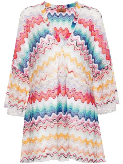 Shop Missoni Dresses In Multicolor White Bas