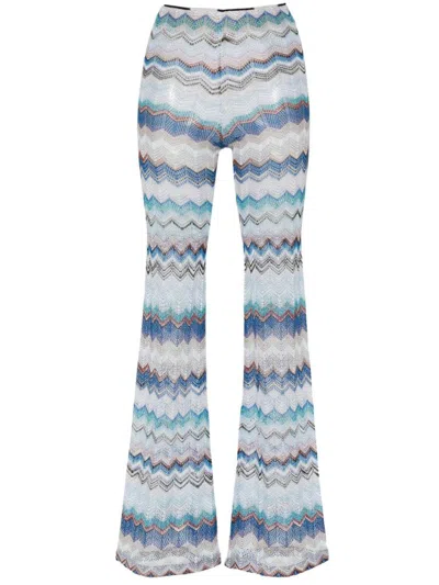 Shop Missoni Trousers In Multicolor Blue Tone
