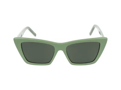 Shop Saint Laurent Sunglasses In Green Green Grey