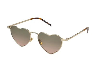 Shop Saint Laurent Sunglasses In Gold Gold Green