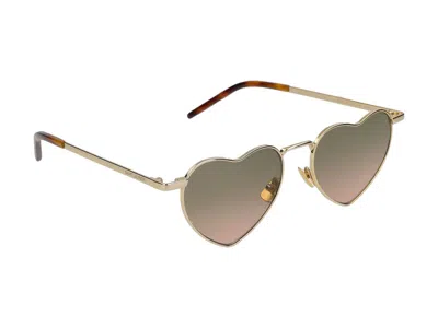 Shop Saint Laurent Sunglasses In Gold Gold Green