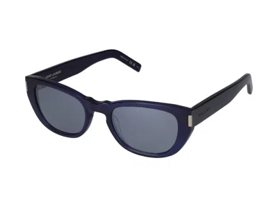 Shop Saint Laurent Sunglasses In Blue Blue Silver