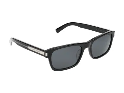 Shop Saint Laurent Sunglasses In Black Crystal Black