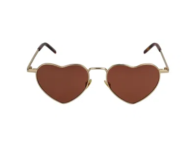 Shop Saint Laurent Sunglasses In Gold Gold Red