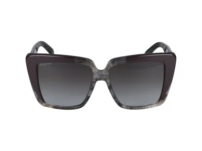 Shop Ferragamo Salvatore  Sunglasses In Grey Marble/bordeaux