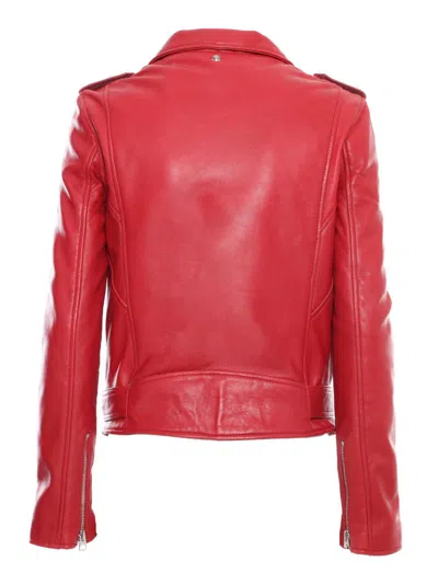 Shop Schott Nyc Leather Jacket In Red
