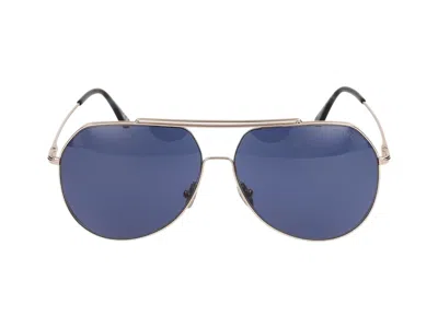 Shop Tom Ford Sunglasses In Polished Rosé Gold/blue