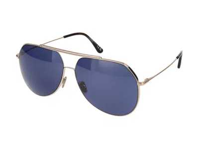 Shop Tom Ford Sunglasses In Polished Rosé Gold/blue