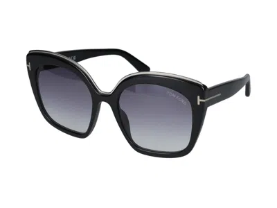 Shop Tom Ford Sunglasses In Glossy Black/smoke Grad