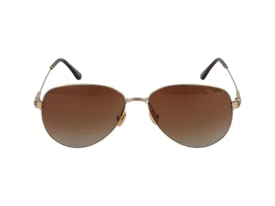 Shop Tom Ford Sunglasses In Gold/brown Grad