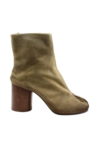 Shop Maison Margiela Tabi Boots In Suede Shoes In Nude & Neutrals