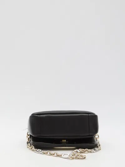 Roger Vivier Viv Choc Flap Leather Shoulder Bag In Black