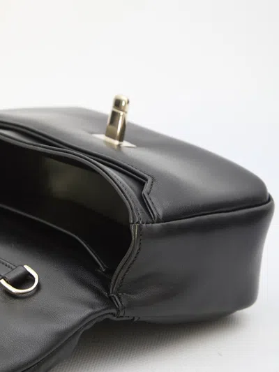 Roger Vivier Viv Choc Flap Leather Shoulder Bag In Black