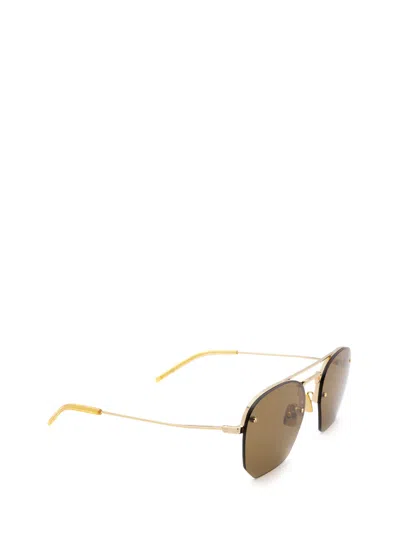 Shop Saint Laurent Sl 422 Gold Sunglasses