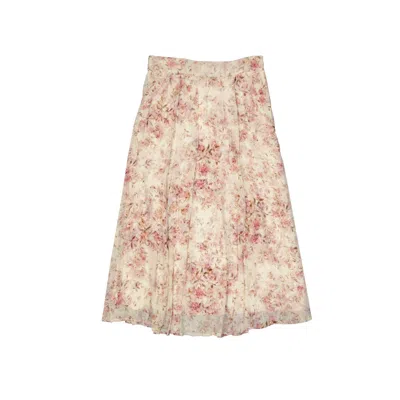 Shop Alessia Zamattio Silk Floral Midi Skirt In Beige