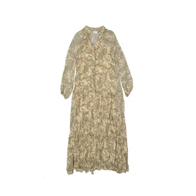 Shop Alessia Zamattio Silk Long Dress In Beige