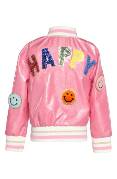 Shop Hannah Banana Kids' Happy Bomber Jacket In Pink