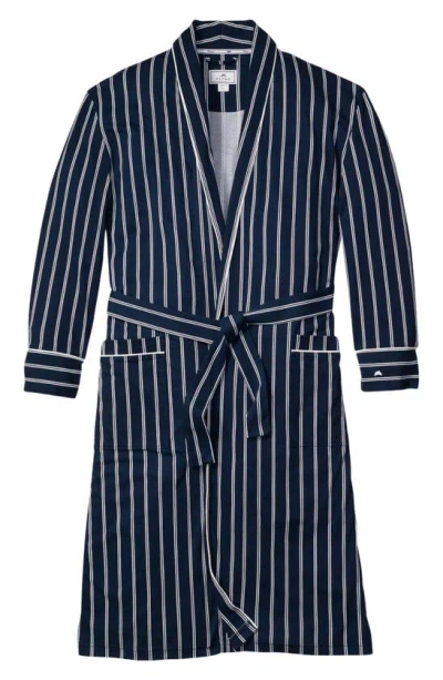 Shop Petite Plume Stripe Pima Cotton Robe In Navy