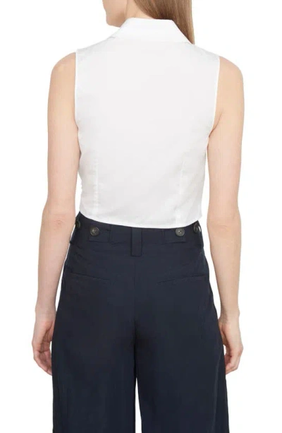 Vince Sleeveless Cotton Wrap Shirt In Optic White