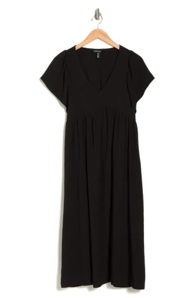 Shop Ellen Tracy V-neck Flutter Sleeve Dress In Black