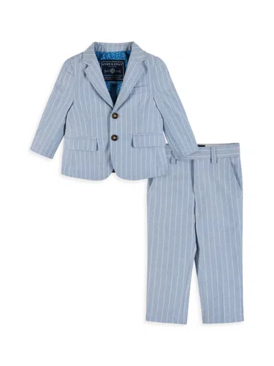 Shop Andy & Evan Baby Boy's Striped Suit Set In Blue