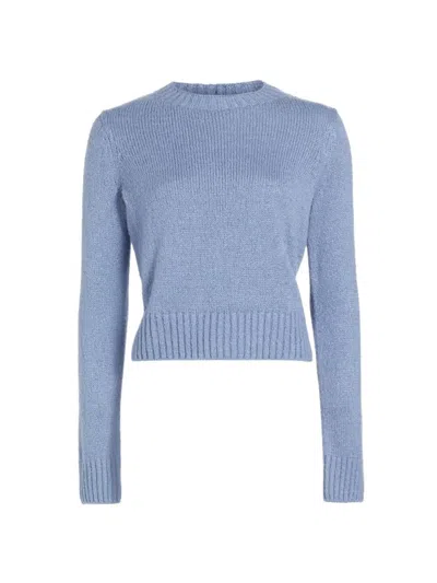 Shop Vince Women's Plush Silk Crewneck Sweater In Azure Gem