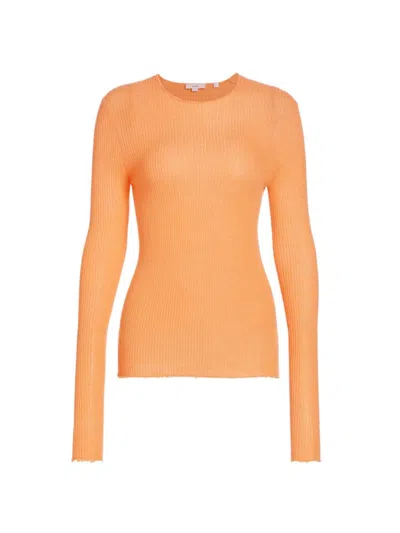 Shop Vince Women's Waffled Cashmere & Silk Sweater In Cantaloupe