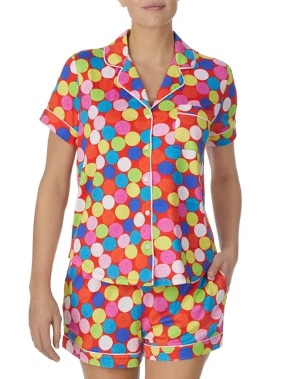 Shop Kate Spade Women's Confetti Dot Short 2-piece Pajama Set In Red Ground Golf Balls