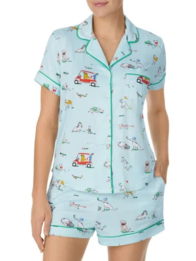 Shop Kate Spade Women's Puppy Golf Short 2-piece Pajama Set In Mini Golf