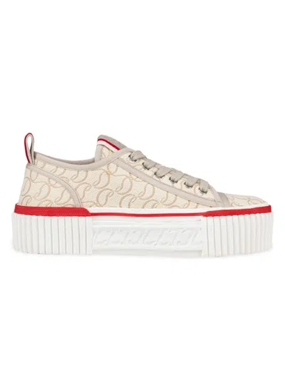 Shop Christian Louboutin Women's Super Pedro Sneakers In Natural