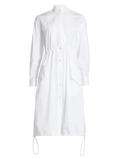 Shop Wales Bonner Women's Poplin Drawcord Shirtdress In White