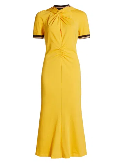 Shop Wales Bonner Women's Wing Twisted Short-sleeve Midi-dress In Turmeric