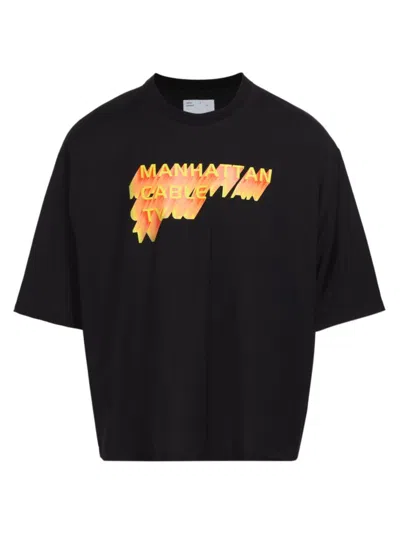 Shop 4s Designs Men's Manhattan Cable Tv K-woven T-shirt In Black