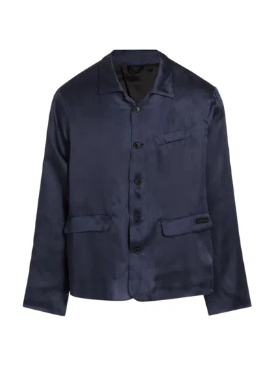 Shop 4s Designs Men's Silk Shirt Blazer In Navy