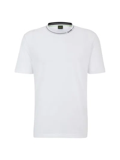 Shop Hugo Boss Men's Cotton-jersey Regular-fit T-shirt In White